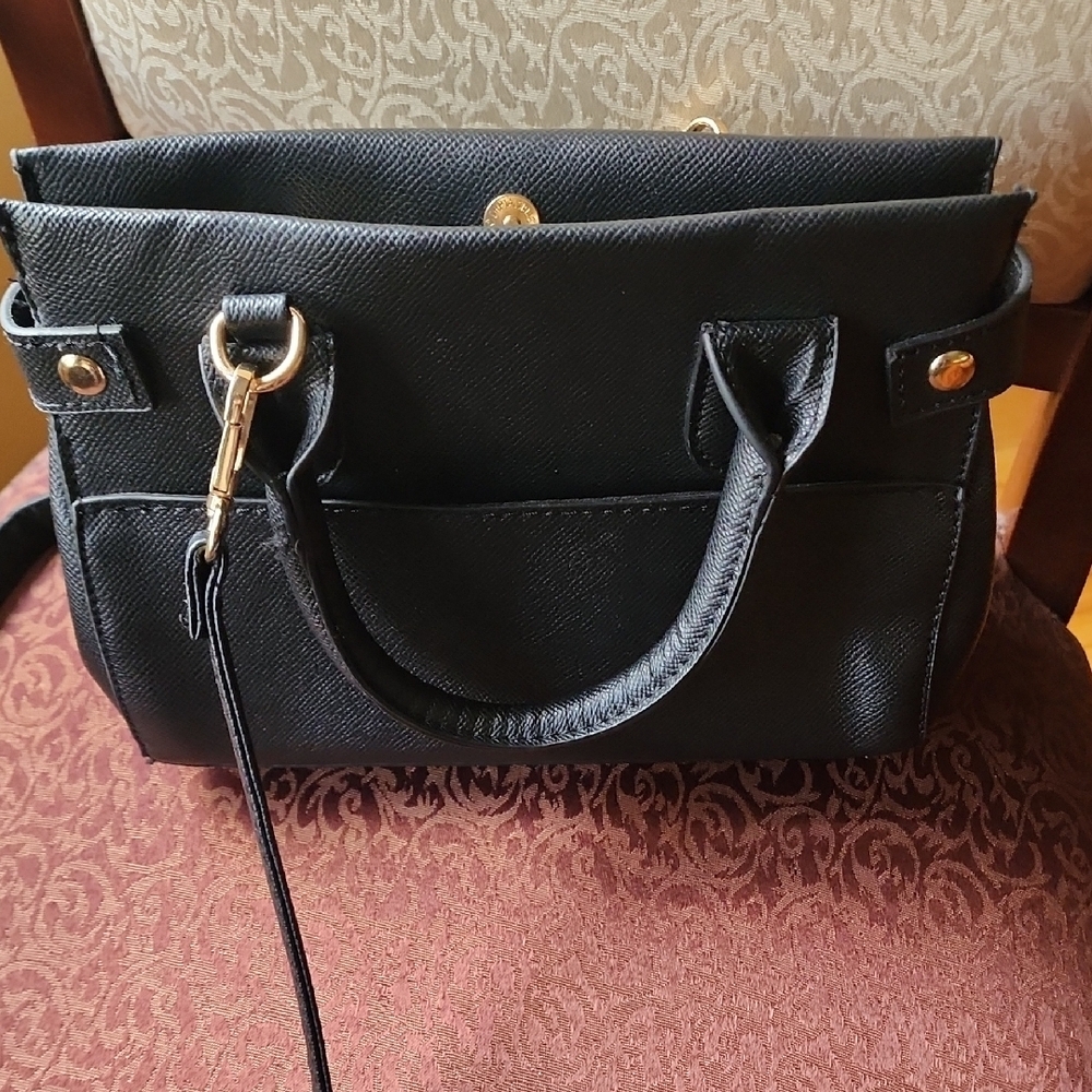 Bebe Black Satchel with Gold Accents Slightly Used Small Size - Picture 4 of 5